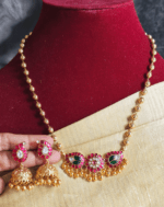 Poo mango fusion jadau pendant set with jhumkha