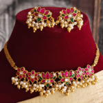 Lotus jadau necklace (Ruby green)