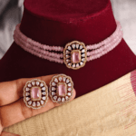 Amala beads with solitaire pendant set (pink)