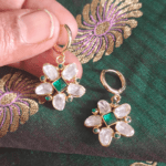 Kundan flower drops (Emerald White)