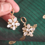 Kundan flower drops (White)