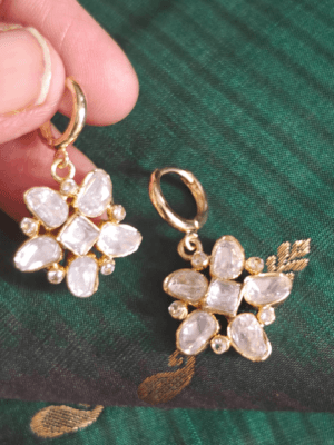 Kundan flower drops (White)