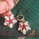 Kundan flower drops (Ruby White)