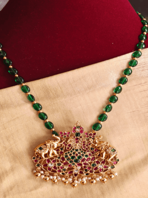 Gajalakshmi with green beads