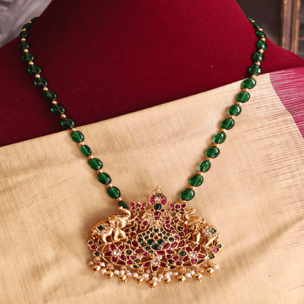 Gajalakshmi with green beads