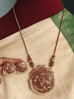 Double peacock annam pendant set