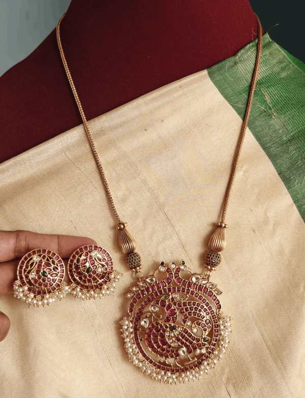 Double peacock annam pendant set