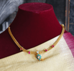 Maanga kundan necklace (Greenish blue)