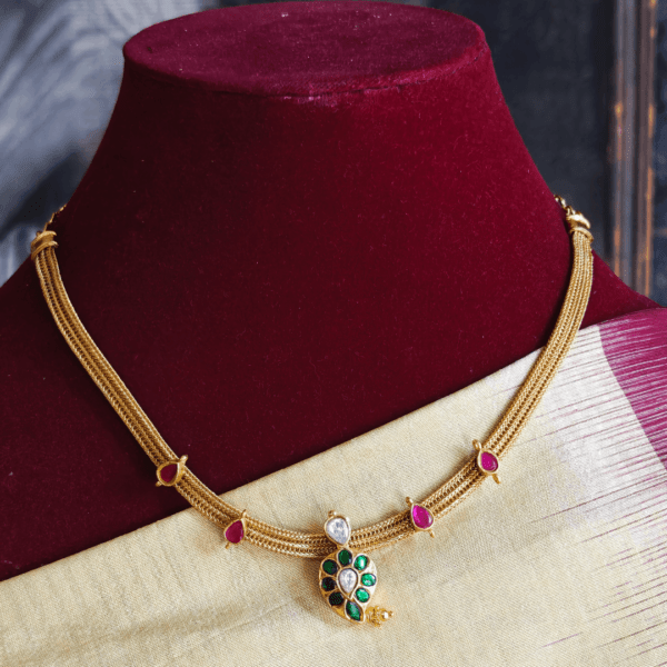 Maanga kundan necklace (Green white)