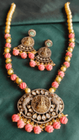 Lakshmi parrot fusion pendant set with mala