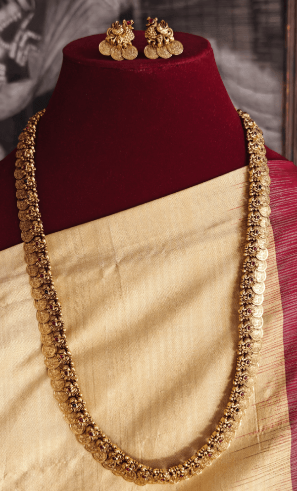 Antique annam kasu haaram with earrings