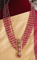 5 line beaded haaram with kemp pendant set