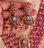 5 line beaded haaram with kemp pendant set