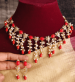 Coral pearls choker necklace