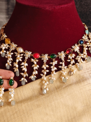 Navratna pearls choker necklace