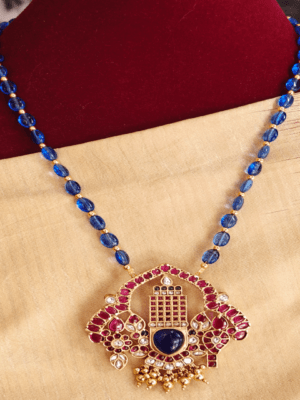 Perumal pendant with blue beads