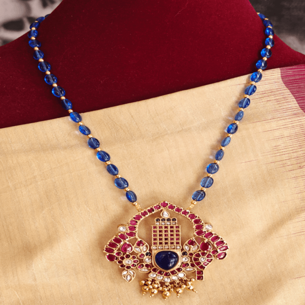 Perumal pendant with blue beads