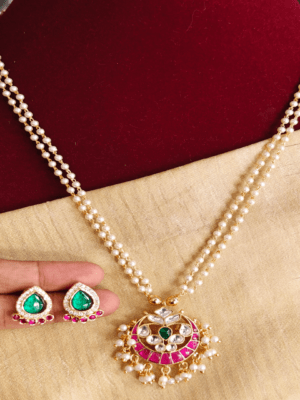 Aishwaryam jadau pearl mala set