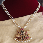 Saraswati pendant with cluster pearls chain