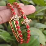 Coral tilak bangles