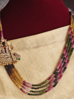 Kundan kamakshi in exclusive tourmaline beads