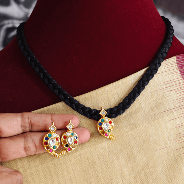 Mango jadau pendant set (Navratna)