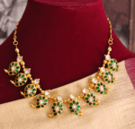 Maanga necklace in kundan jadau (Green white)