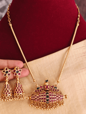 Traditional mayil padhakkam with kodi chain