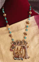 Jhoola radhakrishna pendant with beaded lotus chain mala