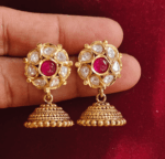 Amirtham mini kundan jhumkha (White ruby)