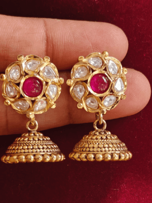 Amirtham mini kundan jhumkha (White ruby)