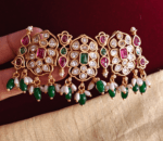 Kundan ruby emerald hair clip