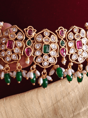 Kundan ruby emerald hair clip