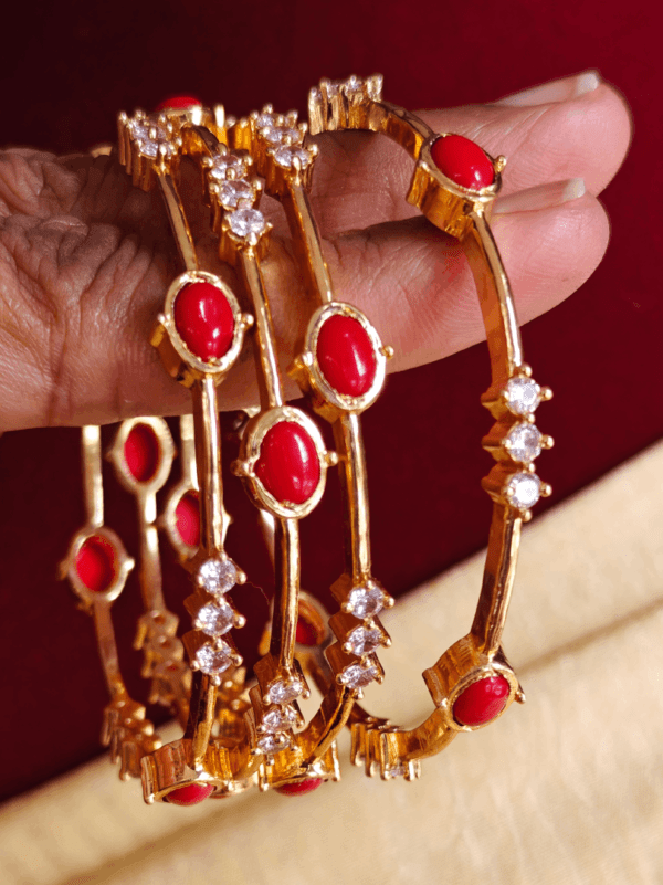 Set of 4 coral bangles