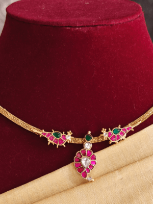 Jadau mango parrot necklace