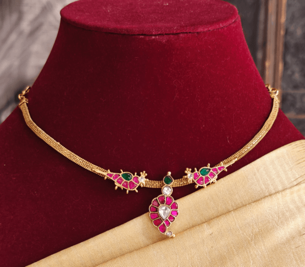 Jadau mango parrot necklace