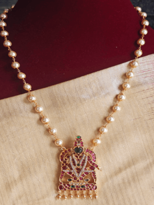 Iyyappa pendant with pearl mala