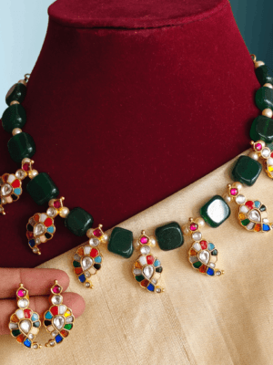 Navratna mango jadau necklace