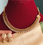 vellai kal necklace set in jadau (white stones)