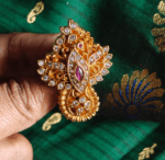 Flying peacock fusion saree pin (ruby)