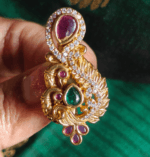 Double peacock ruby emerald saree pin