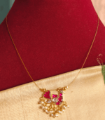 Peacock invisible chain with jadau pendant (Ruby white)