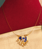 Peacock invisible chain with jadau pendant (Blue white)