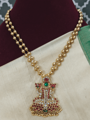 Kundan lakshmi with double line ball chain