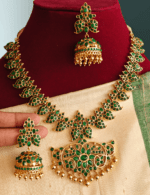 Green kemp mango necklace with grand jhumkha