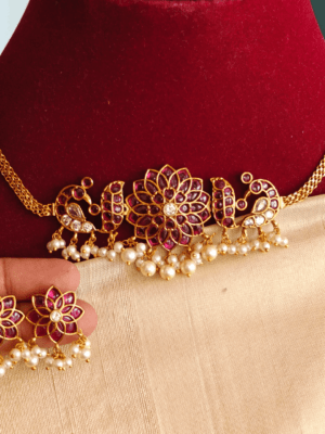 Ruby white hridayakamalam choker
