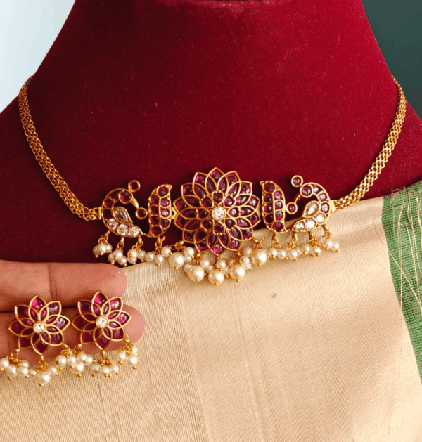 Ruby white hridayakamalam choker