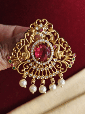 Flower peacock ruby hair accessory