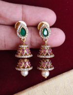 Ruby emerald mango step jhumkha