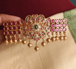 Peacock flower hair clip with kundan stones